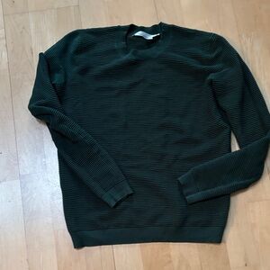 Simons Forest Green Ribbed Crewneck Sweater